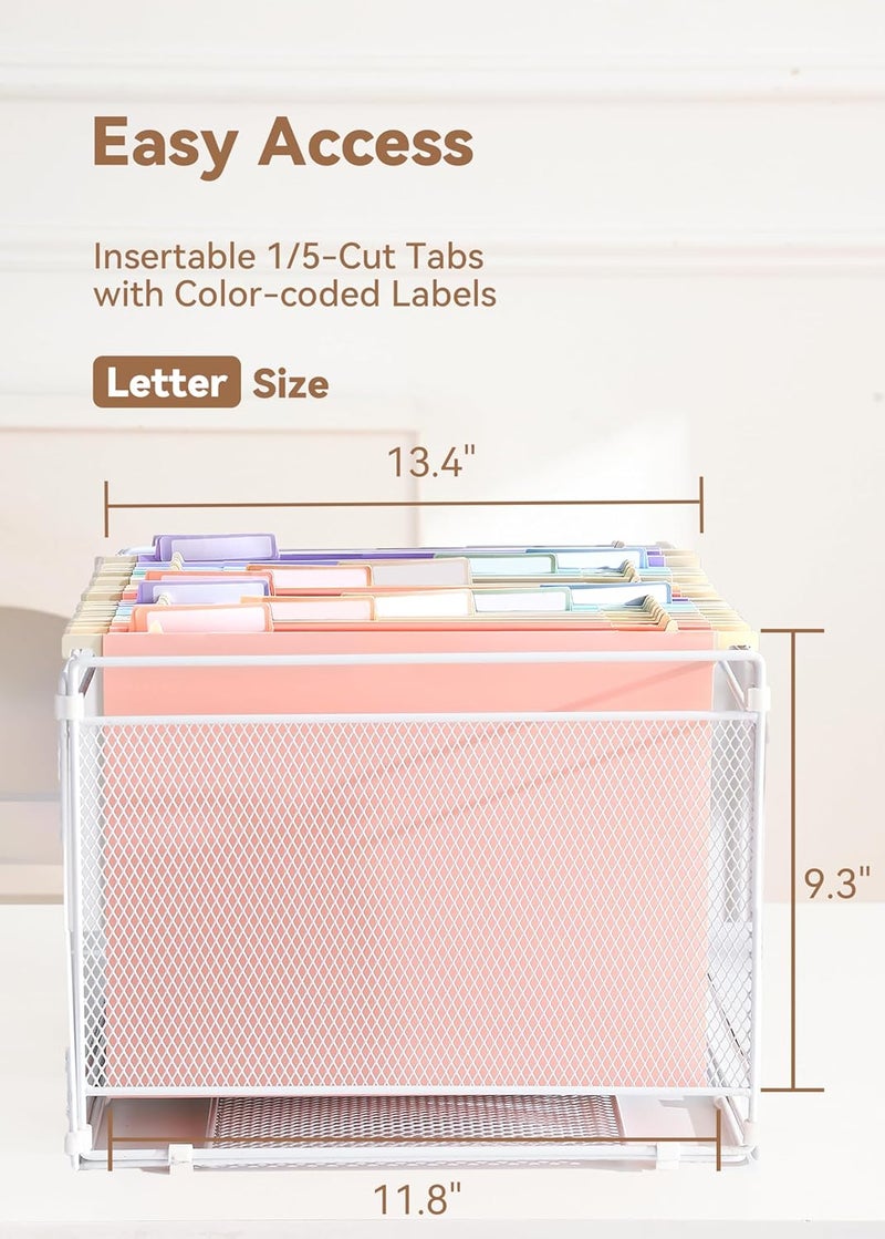SortRax Plastic Extra Capacity Hanging File Folders, 2" Pastel Expanding Pocket, Heavy Duty for Filing Cabinet, Insertable 1/5-Cut Tabs, Letter Size - 12 Pack - Image 4